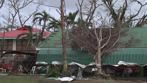 Aftermath of the Super Typhoon Rai / Odette in the Philippines Stock Footage 229678901