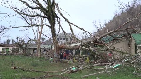 Aftermath of the Super Typhoon Rai / Odette in the Philippines Stock Footage 229679369