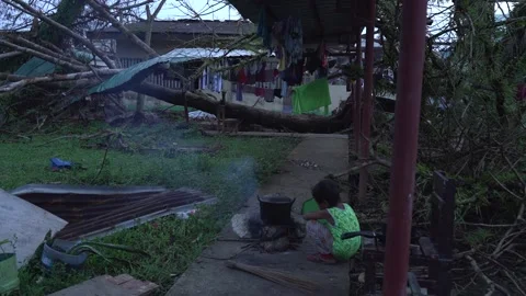 Aftermath of the Super Typhoon Rai / Odette in the Philippines Stock Footage 229679702