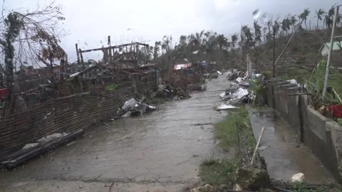 Aftermath of the Super Typhoon Rai / Odette in the Philippines Stock Footage 229680171