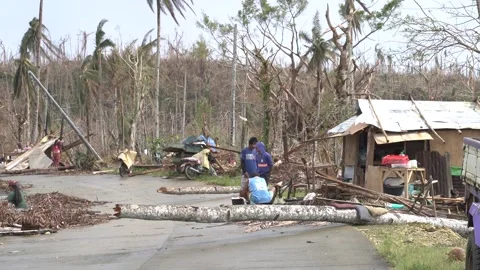Aftermath of the Super Typhoon Rai / Odette in the Philippines Stock Footage 229680211