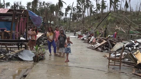 Aftermath of the Super Typhoon Rai / Odette in the Philippines Stock Footage 229680273