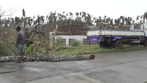 Aftermath of the Super Typhoon Rai / Odette in the Philippines Stock Footage 229680306