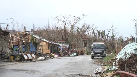 Aftermath of the Super Typhoon Rai / Odette in the Philippines Stock Footage 229680325