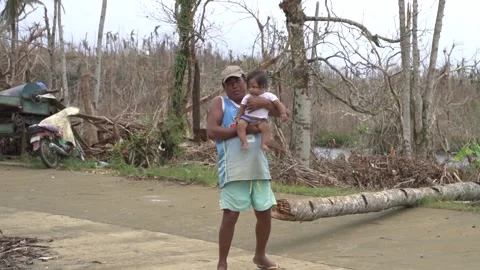Aftermath of the Super Typhoon Rai / Odette in the Philippines Stock Footage 229680454
