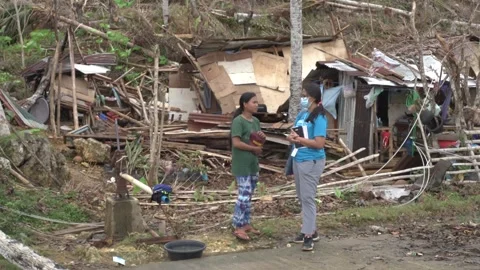 Aftermath of the Super Typhoon Rai / Odette in the Philippines Stock Footage 229680479