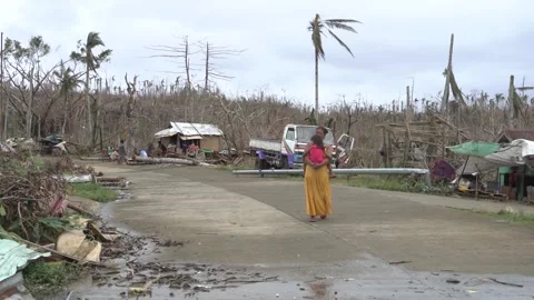 Aftermath of the Super Typhoon Rai / Odette in the Philippines Stock Footage 229680517