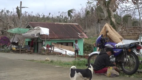 Aftermath of the Super Typhoon Rai / Odette in the Philippines Stock Footage 229680520
