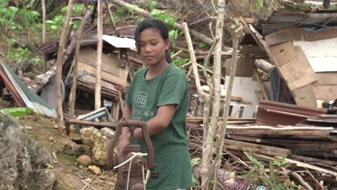 Aftermath of the Super Typhoon Rai / Odette in the Philippines Stock Footage 229680548