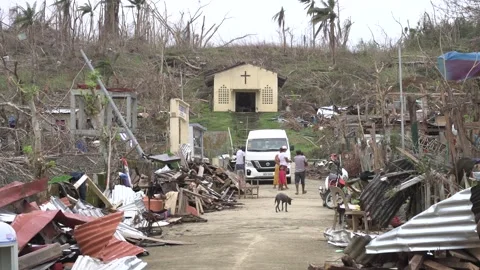 Aftermath of the Super Typhoon Rai / Odette in the Philippines Stock Footage 229680683