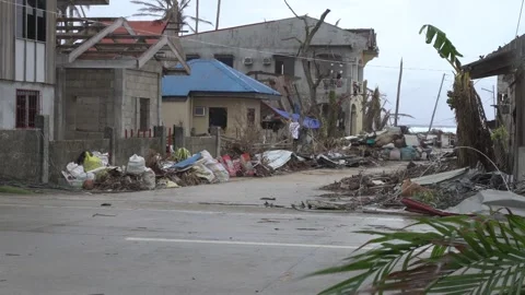 Aftermath of the Super Typhoon Rai / Odette in the Philippines Stock Footage 229680684