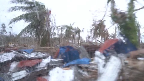 Aftermath of the Super Typhoon Rai / Odette in the Philippines Stock Footage 229680722