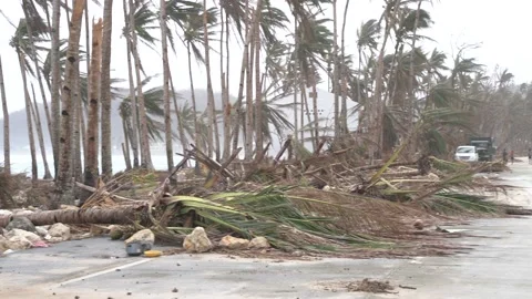 Aftermath of the Super Typhoon Rai / Odette in the Philippines Stock Footage 229680770