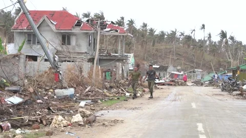 Aftermath of the Super Typhoon Rai / Odette in the Philippines Stock Footage 229680775