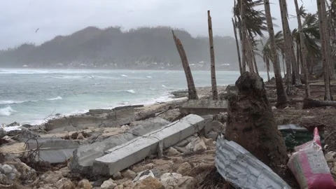 Aftermath of the Super Typhoon Rai / Odette in the Philippines Stock Footage 229680832