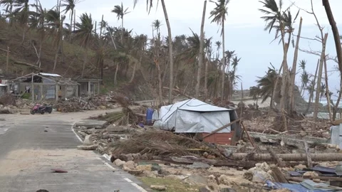 Aftermath of the Super Typhoon Rai / Odette in the Philippines Stock Footage 229681028