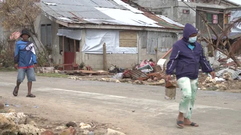 Aftermath of the Super Typhoon Rai / Odette in the Philippines Stock Footage 229681060