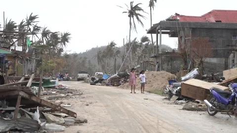 Aftermath of the Super Typhoon Rai / Odette in the Philippines Stock Footage 229681124