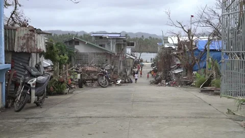 Aftermath of the Super Typhoon Rai / Odette in the Philippines Stock Footage 229681131