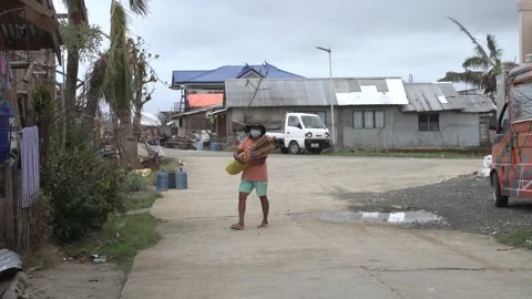 Aftermath of the Super Typhoon Rai or Odette on Siargao Island, Philippines Stock Footage 229681163