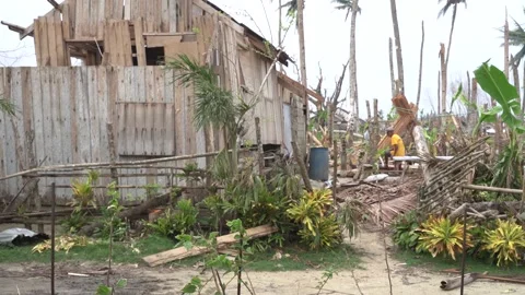 Aftermath of the Super Typhoon Rai or Odette on Siargao Island, Philippines Stock Footage 229681213