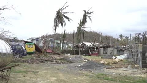 Aftermath of the Super Typhoon Rai or Odette on Siargao Island, Philippines Stock Footage 229681373