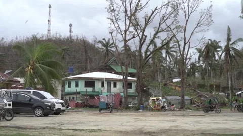 Aftermath of the Super Typhoon Rai or Odette on Siargao Island, Philippines Stock Footage 229681402