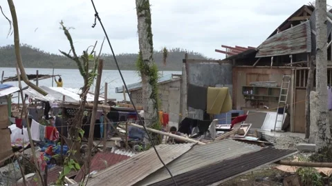 Aftermath of the Super Typhoon Rai or Odette on Siargao Island, Philippines Stock Footage 229681489