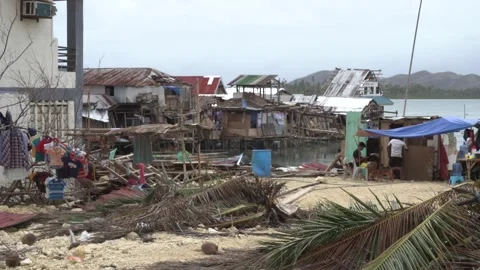 Aftermath of the Super Typhoon Rai or Odette on Siargao Island, Philippines Stock Footage 229681538
