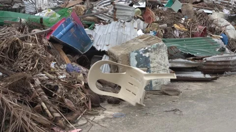 Aftermath of the Super Typhoon Rai or Odette on Siargao Island, Philippines Stock Footage 229681585