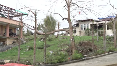Aftermath of the Super Typhoon Rai or Odette on Siargao Island, Philippines Stock Footage 229681612