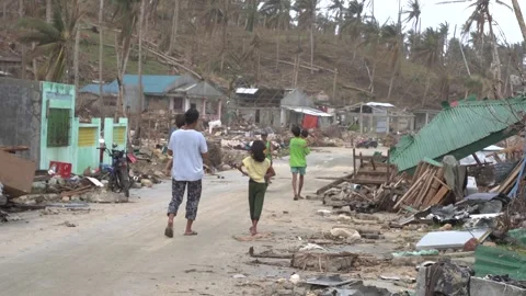 Aftermath of the Super Typhoon Rai or Odette on Siargao Island, Philippines Stock Footage 229681616