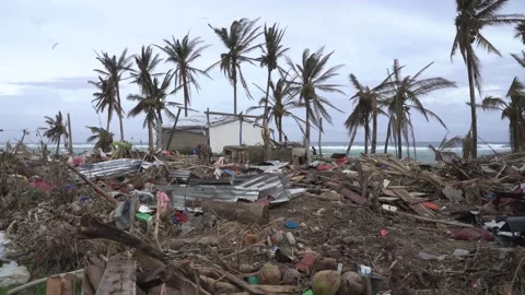 Aftermath of the Super Typhoon Rai or Odette on Siargao Island, Philippines Stock Footage 229681633