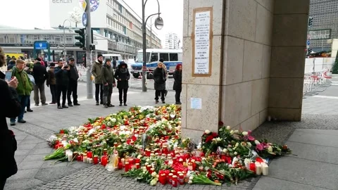Aftermath of Terror Attack at Breitscheidplatz near Zoologischer Garten Berlin Stock Footage 329433889