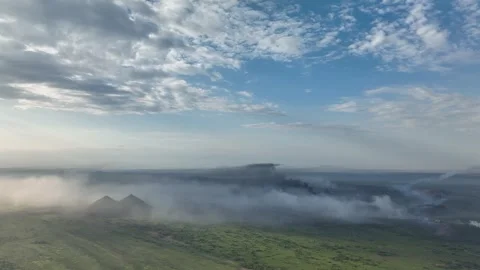 Aftermath of War: Smoke Rises from Torched Landscapes in Donbas, Ukraine Stockbeeldmateriaal 312118154