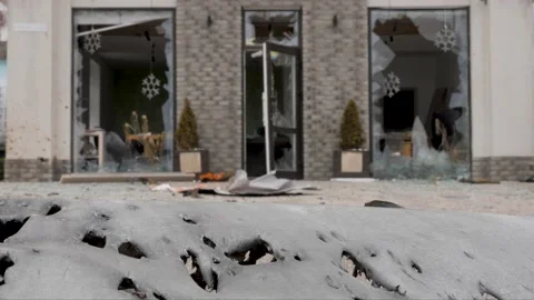 Aftermath war torn city bombed Ukraine genocide Russia shooting civilian. 2022 Stock Footage 183203460