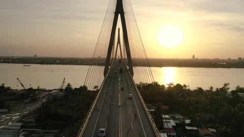 Afternoon by Can Tho bridge Video stock 166776673