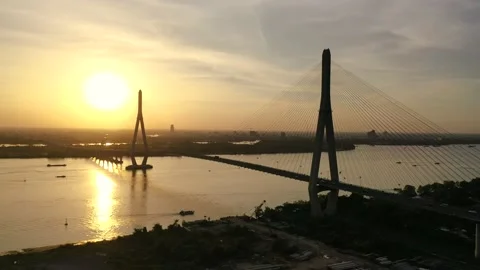 Afternoon by Can Tho bridge Stock Footage 166777202