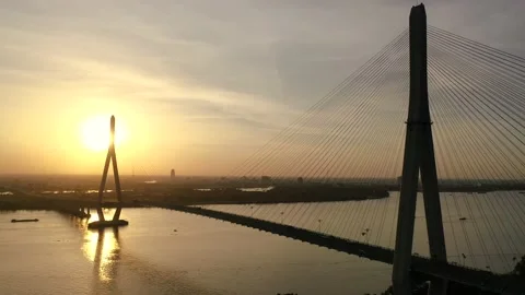 Afternoon by Can Tho bridge Stock Footage 166777204