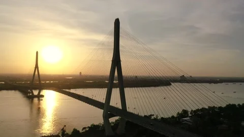 Afternoon by Can Tho bridge Stock Footage 166777227