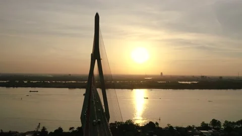 Afternoon by Can Tho bridge Stock Footage 166777290