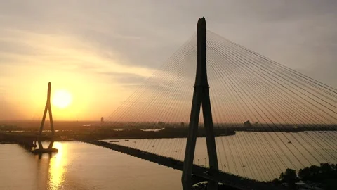 Afternoon by Can Tho bridge Stock Footage 166777752