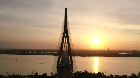 Afternoon by Can Tho bridge Stock Footage 166777796