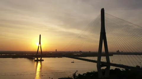 Afternoon by Can Tho bridge Stock Footage 166779059