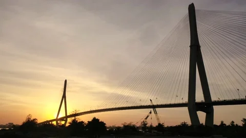 Afternoon by Can Tho bridge Stock Footage 166779085