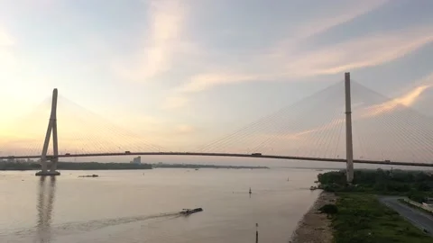 Afternoon by Can Tho bridge Stock Footage 166779117