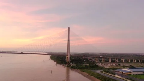 Afternoon by Can Tho bridge Stock Footage 166780546