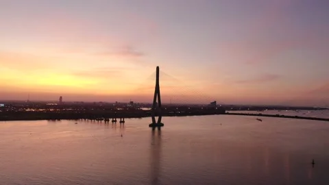 Afternoon by Can Tho bridge Stock Footage 166780977