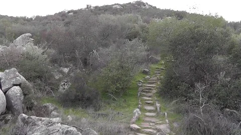 Afternoon Cloudy View of Hiking Trail in Dos Picos Park Stock Footage 71330143