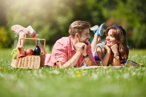 Afternoon conversation on the grass Stock Photos